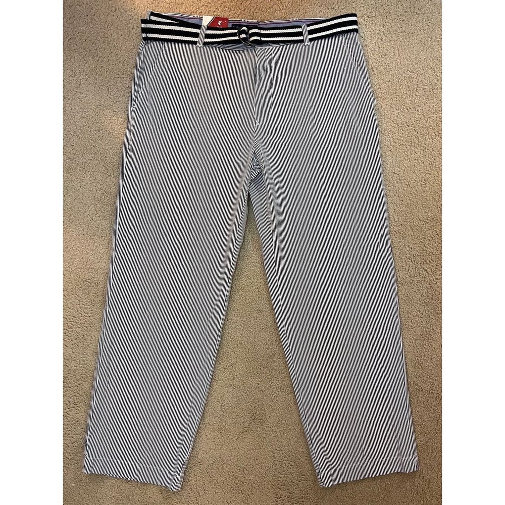 NWT Izod The Sandybay Seersucker Pant w/Belt 36X29- Straight Fit/Flat Front
